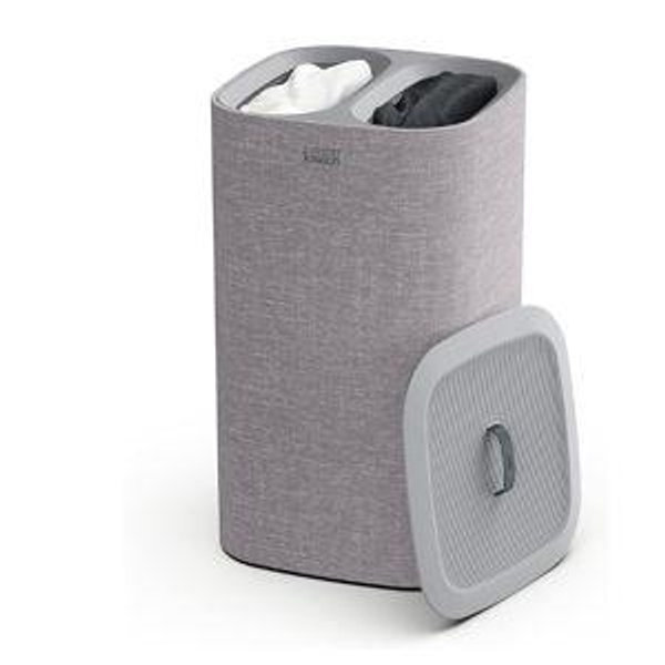 Joseph Joseph Tota 60 liter/15.8 gallon Laundry Hamper Separation Basket with lid, 2 Removable Washing Bags with Handles- Grey