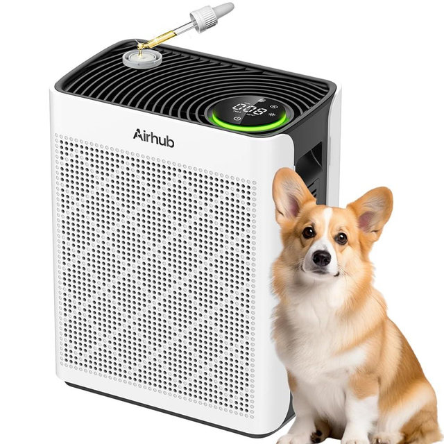 Airhub Air Purifiers for Home Large Room, AHAM Verified, HEPA Filter with Activated Carbon & Washable Pre-Filter, Quiet 20dB Sleep Mode, PM2.5 Air Quality Sensor, for Dust, Odor, Allergens & Pets