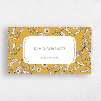 Mustard, Yellow Wedding Place Card - Brenton