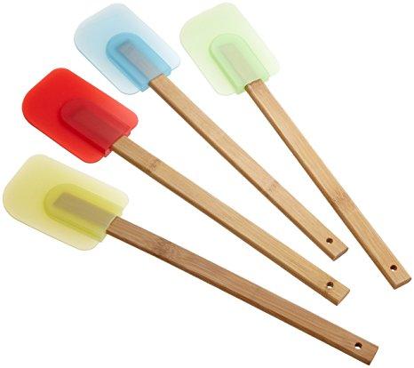 Good Cook Set of 4 Silicone Spatulas with Bamboo Handles