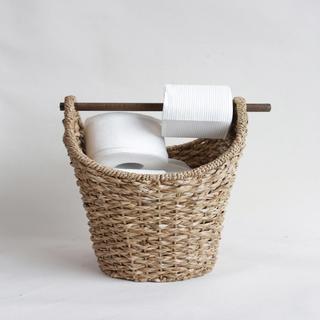 Bankuan Braided Oval Toilet Paper Basket with Bar