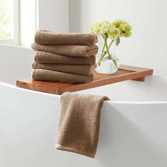 Great Bay Home Taupe Hand Towels - 100% Cotton 6 Pack 26x16 Hand Towel Set - Absorbent, Quick-Drying, Durable Towels for Handroom Decor - Low-Twist, Two-Ply Fibers (Mocha)