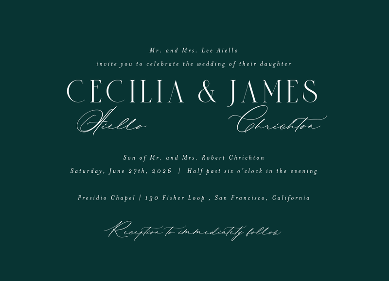 Shahira Landscape | Dark Emerald | Zola Wedding Invitations