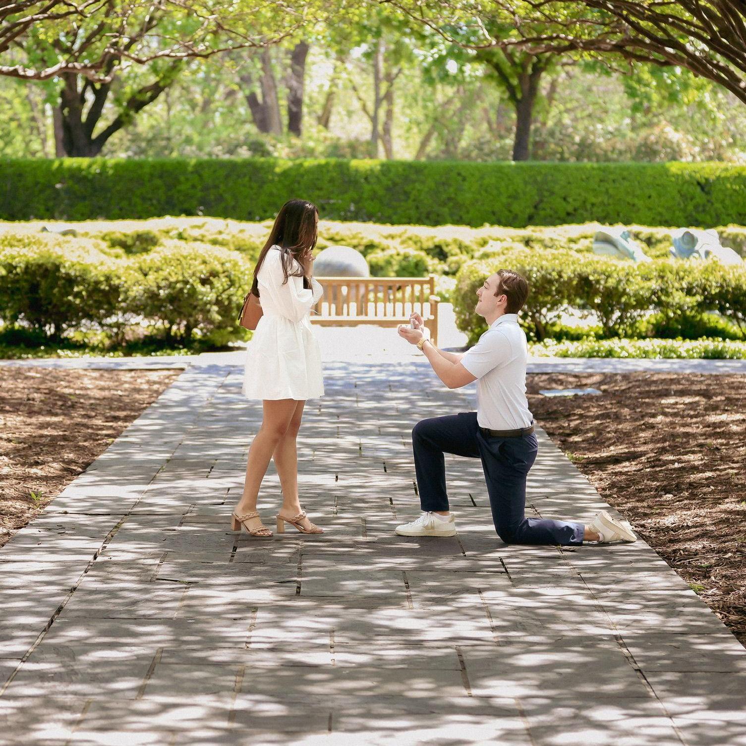Dallas, TX - April 12, 2025 - The day Bryston proposed at the The Dallas Arboretum and Botanical Garden