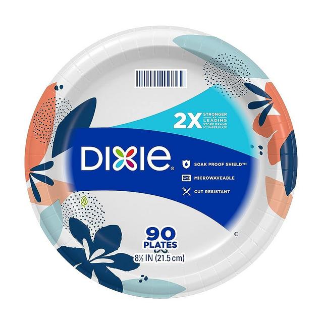 Dixie Paper Plates, 8 1/2 inch, Dinner Size Printed Disposable Plate, 90 Count