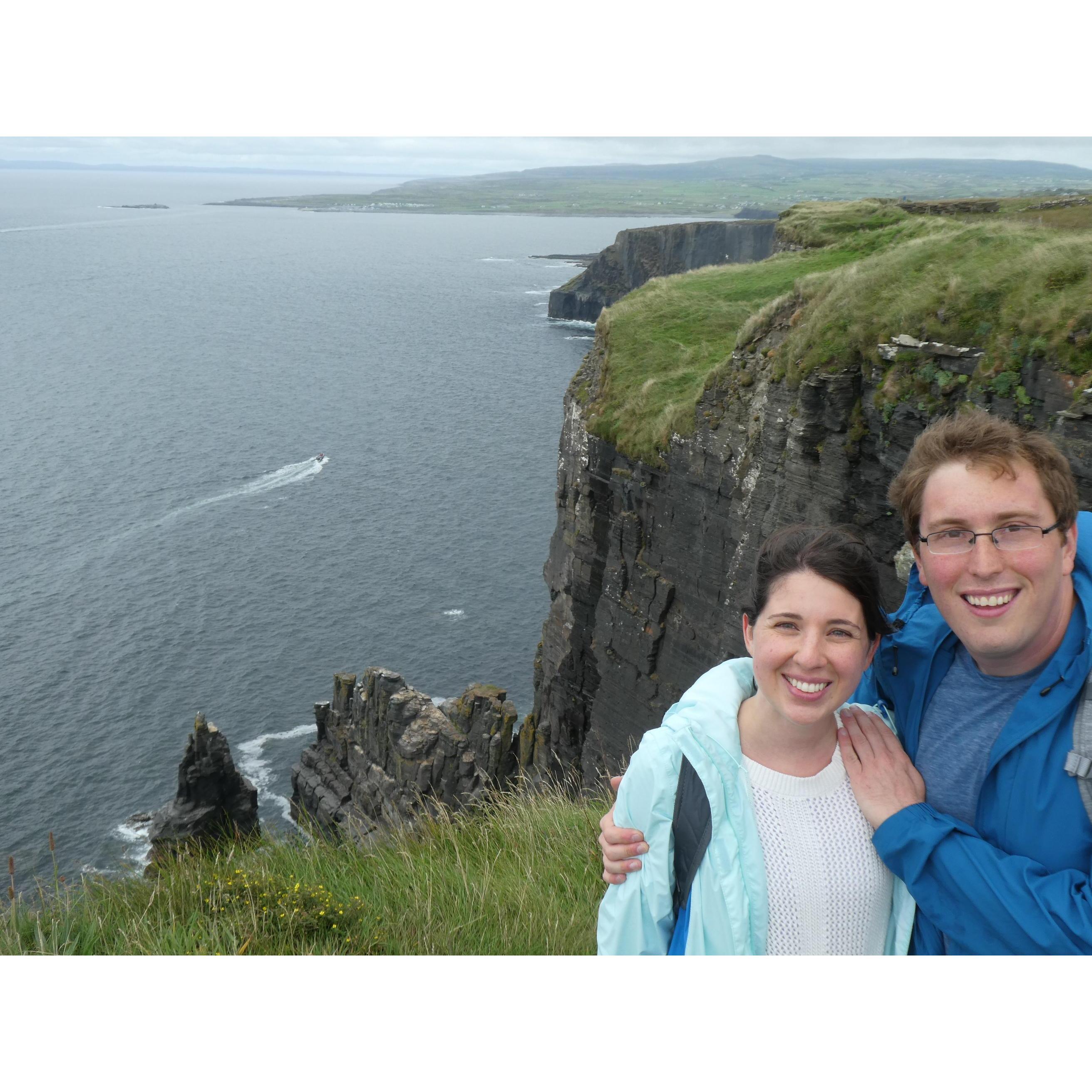 Cliffs of Moher, August 2018. The midway point of a 3-hour hike along the Cliffs, one of our favorite days and experiences in Ireland.