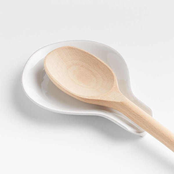 Crate & Barrel Marin White Stoneware Spoon Rest