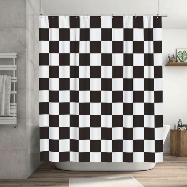 Ohocut Checkered Shower Curtain, Black and White Shower Curtains for Bathroom, Cute Retro Checkerboard Shower Curtain Vintage Aesthetic, Machine Washable Fabric Bath Curtain, 72''x72''
