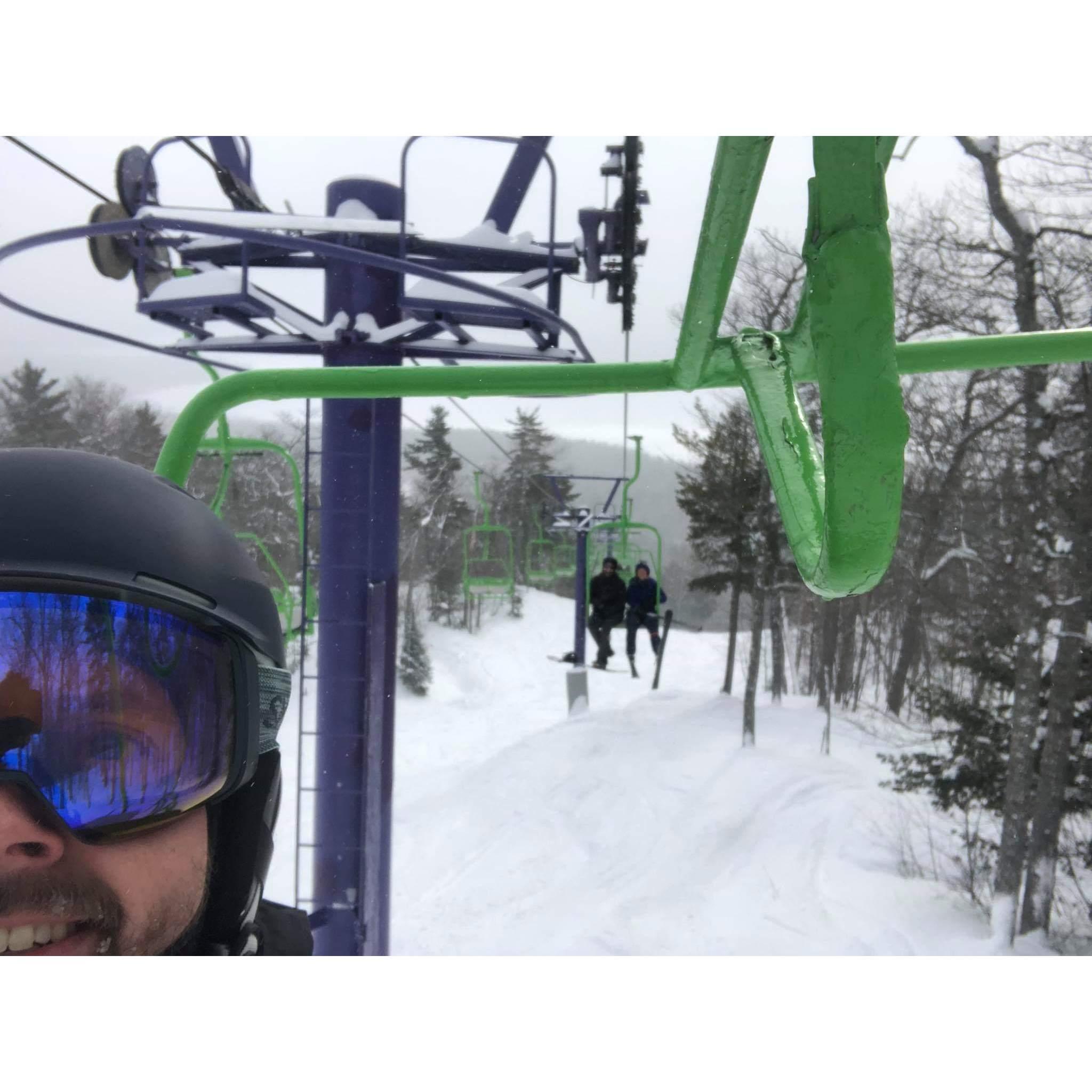 First "unofficial date" of Zach and Katri skiing at Mount Bohemia with Esa (their boss chaperoning)
