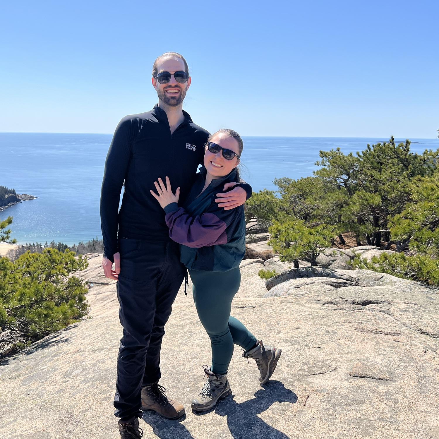 ⬡ Just two fiances at the top of the Beehive hike in Acadia ⬡