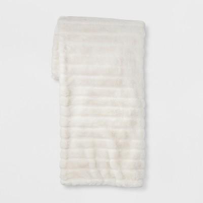 Texture Faux Fur Throw Blanket Cream - Project 62™