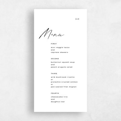 White Wedding Menu - Gilmore