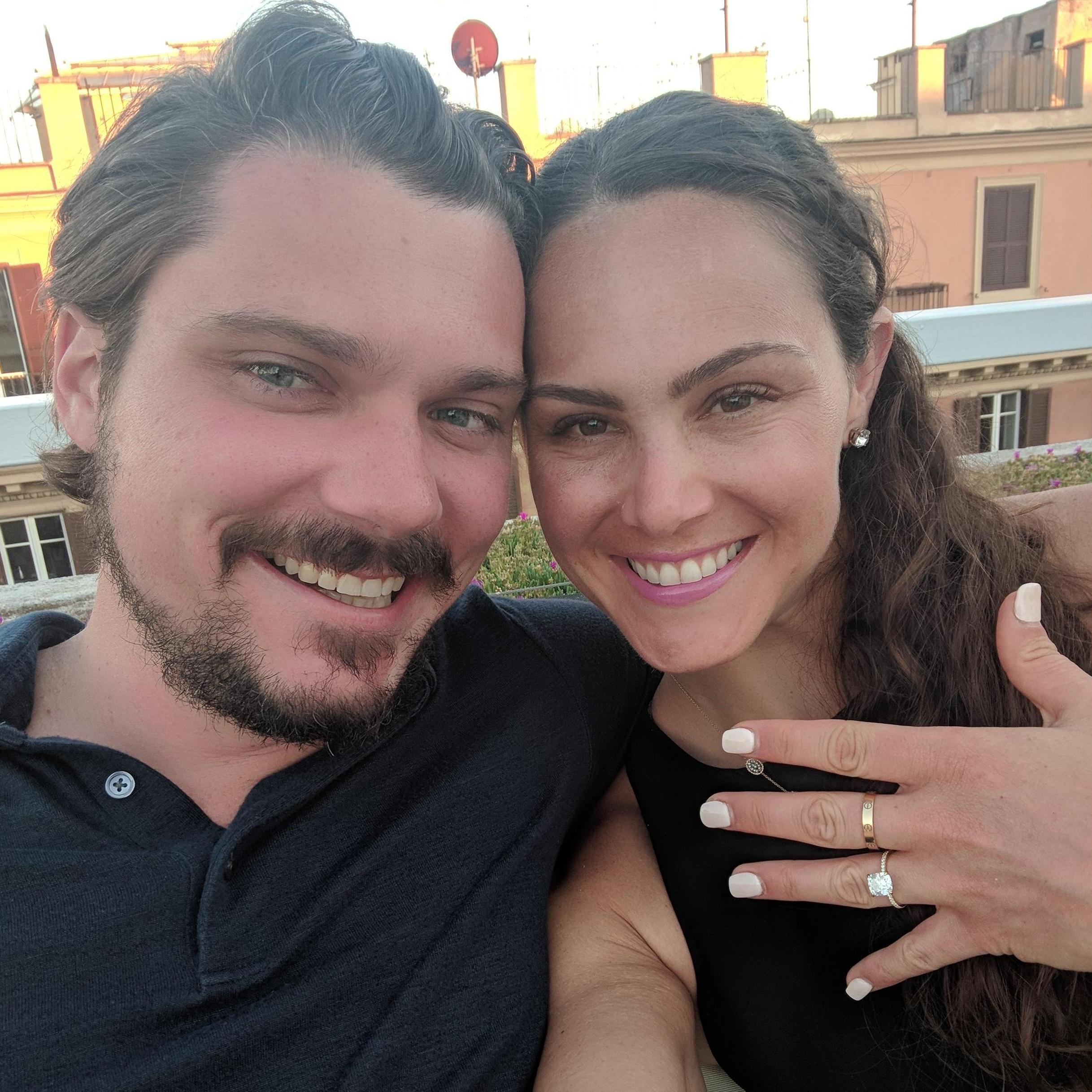 Our last night in Italy, showing off Stef's new bling!