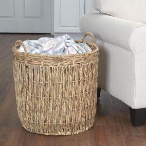 Household Essentials Brown Tall Round Wicker Storage Basket