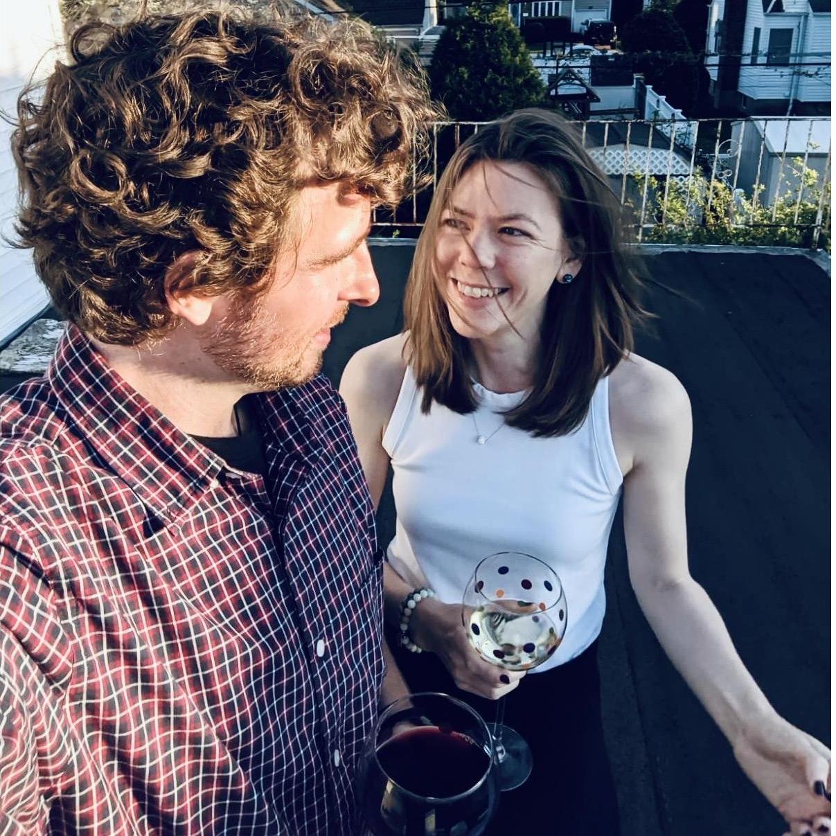 Wine on the deck at our old apartment