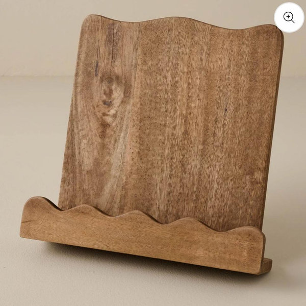 Antiqued Wood Scalloped Cookbook Holder