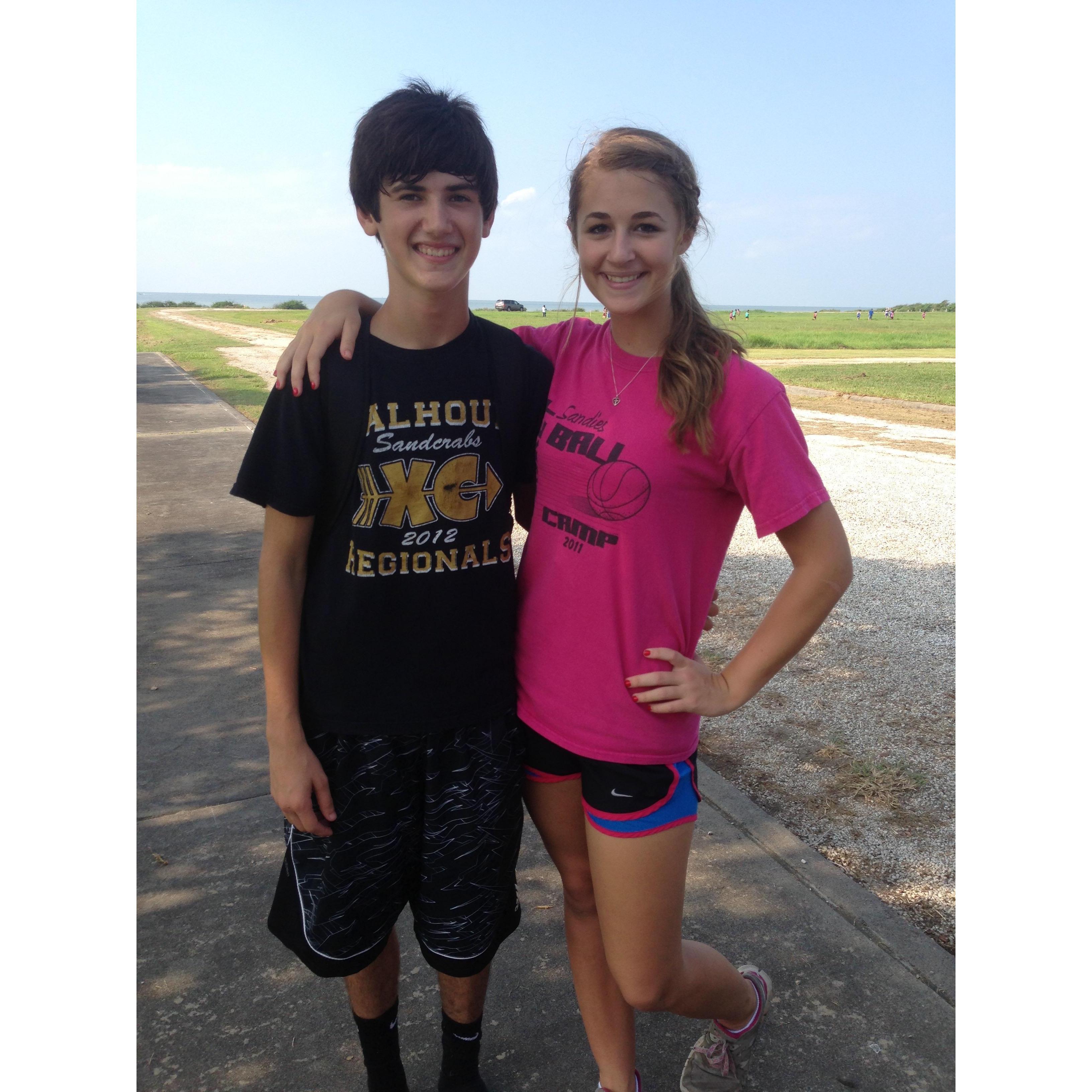 Jessamy's first time watching one of John's cross country meets in high school. (John is a junior & Jess is a sophomore)