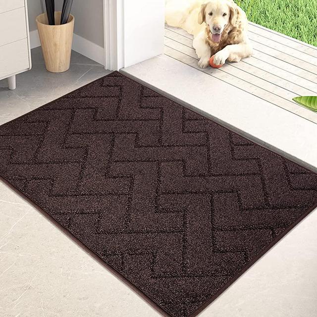 PURRUGS Dirt Trapper Door Mat 19.5" x 31.5", Non-Slip Machine Washable Entry Rug, Shoes Scraper, Dog Door Mat, Super Absorbent Welcome Mat for Front Door, Back Door, Muddy Wet Shoes and Paws