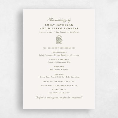 Beige Simple Wedding Program - Vianne
