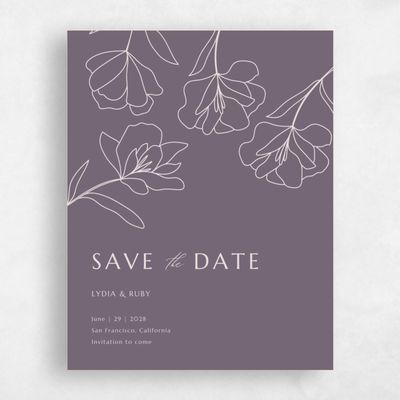 Dark Mauve, Purple Wedding Save the Date - Emeline Classic