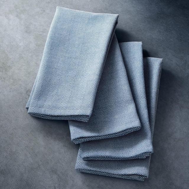 Open Kitchen by Williams Sonoma Herringbone Napkins, Set of 4, Blue