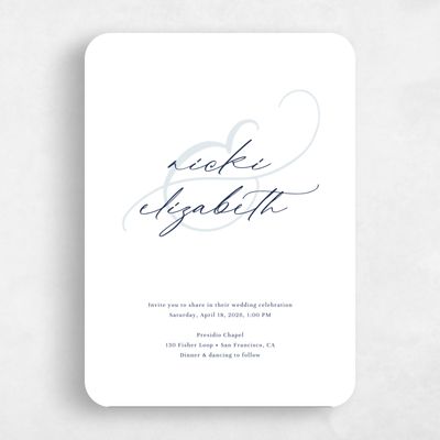 Blue Rounded Wedding Invitation - Temecula Portrait