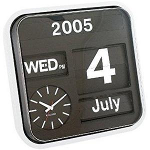 Karlsson Big Flip Calendar Clock Silver