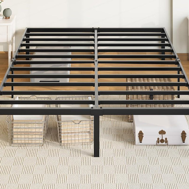 Allewie Full Size Bed Frame, 14 inch Metal Platform Beds with Storage Space, No Box Spring Needed and Easy Assembly, Black