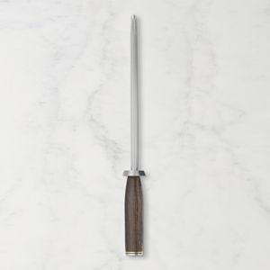Shun Cutlery Premier 9" Combination Honing Steel, Smooth and Micro-Ribbed Honing Rod, Built-In Angle Guide, Pakkawood Handle, Japanese Knife Sharpener for Professional and Home Chefs
