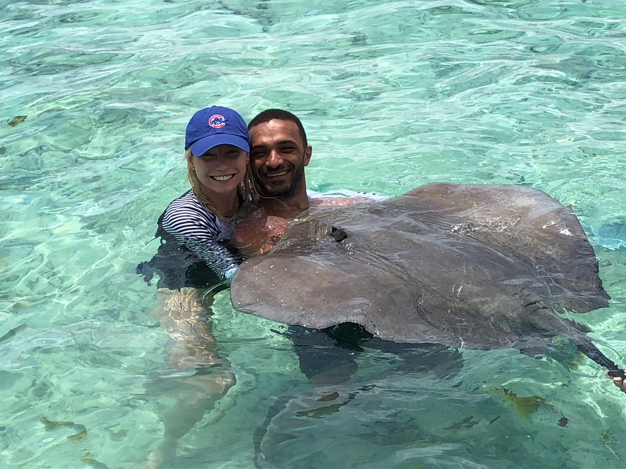 Early honeymoon in Bora Bora. We became experts at playing with sting rays.