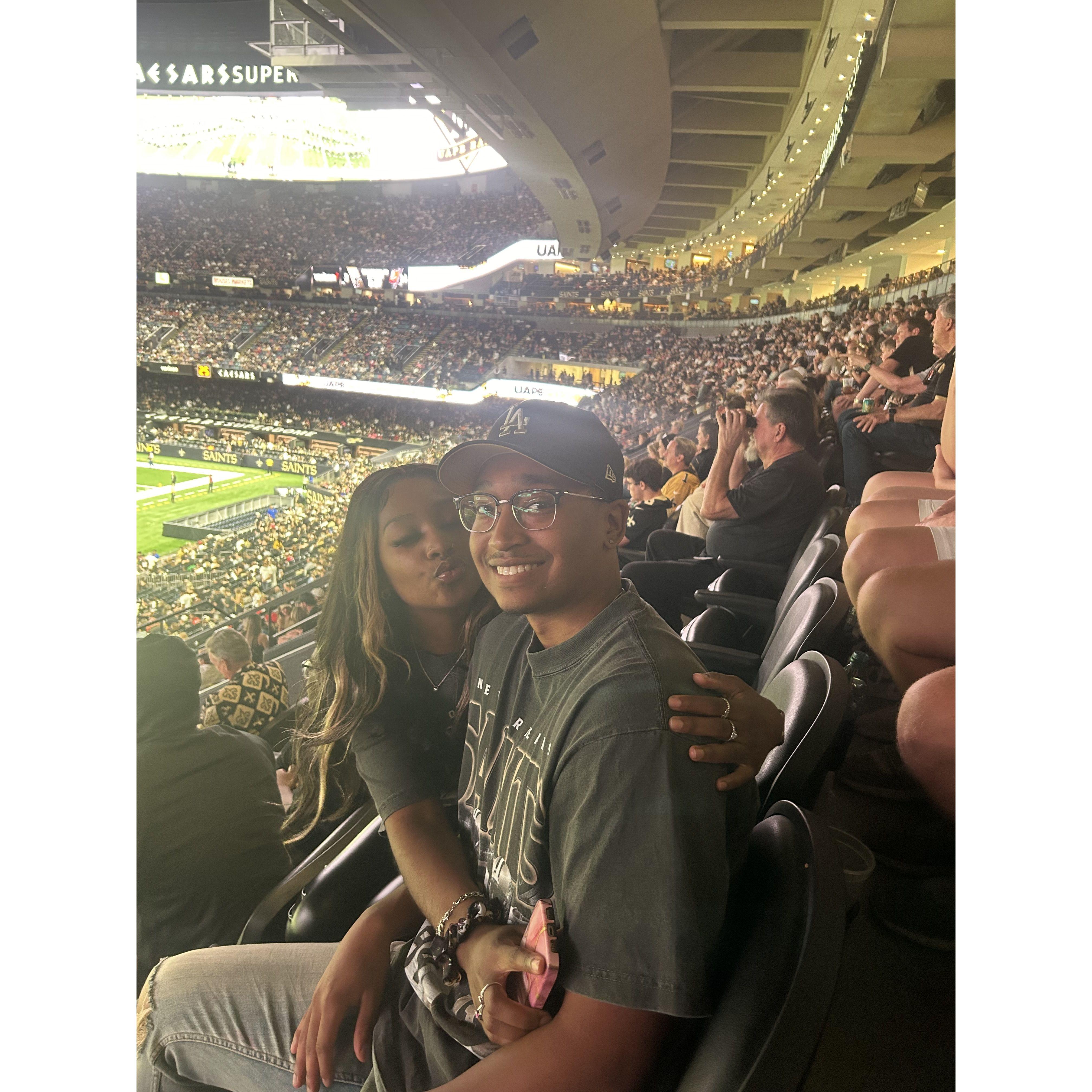 Our first Saints game together, the saints lost but we won because we have each other.