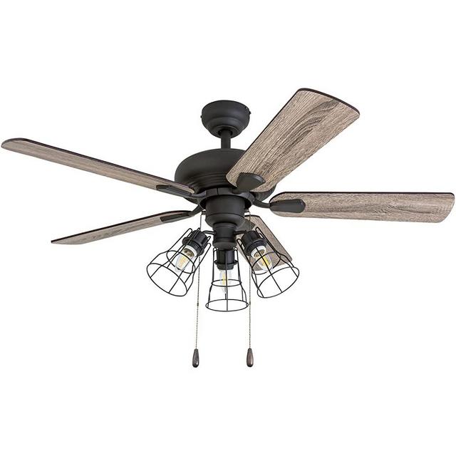 Prominence Home 50588-01 Madison County Industrial Ceiling Fan, 42", Barnwood/Tumbleweed, Aged Bronze