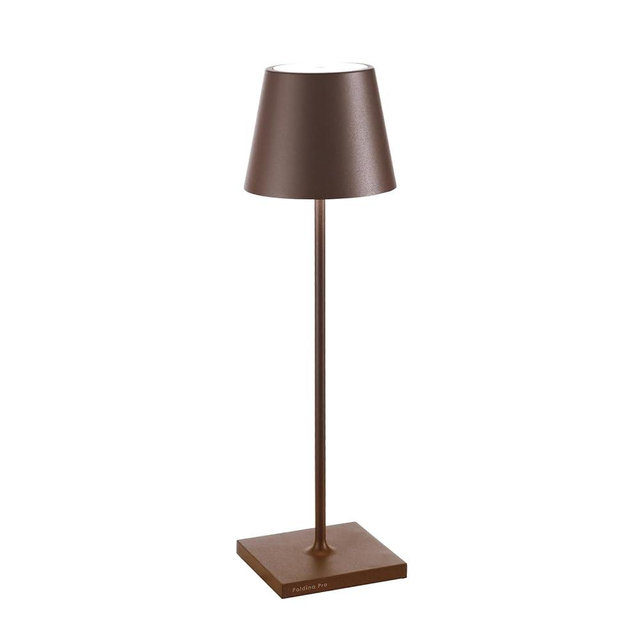 Zafferano, Poldina Pro Lamp, Rechargeable Cordless Table Lamp with Touch Controls, Suitable for Indoor and Outdoor, Dimmer, 2200-3000 K, Height 14.9 Inches, Rust Color
