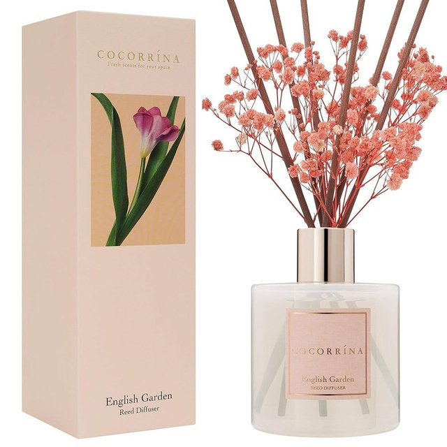 COCORRÍNA Reed Diffuser - English Garden Scented Diffuser with 8 Sticks Home Fragrance Reed Diffuser for Bathroom Shelf Decor