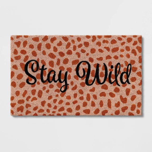 1'6"x2'6" 'Stay Wild' Leopard Doormat Pink - Opalhouse™