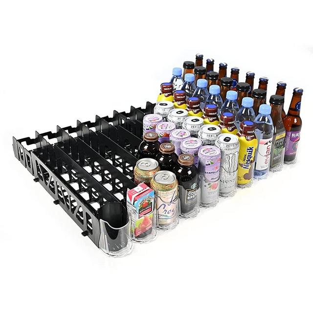 Display Technologies Visi-FAST (Pack of 6) Beverage Can Organizer, Pusher Glide, 12/16oz Can Water Bottle Storage for Refrigerator, Pop Soda Can Dispenser, Commercial Fridge Stores