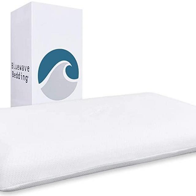 Bluewave Bedding Super Slim Gel Memory Foam Pillow for Stomach and Back Sleepers - Thin, Flat Design for Cervical Neck Alignment and Deeper Sleep (3.25-Inches Height, King Size)