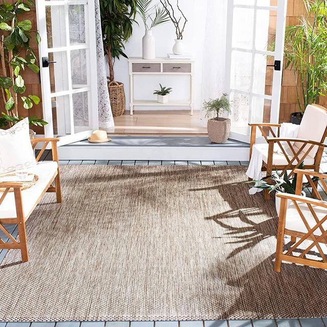 SAFAVIEH Courtyard Collection CY8521 Indoor/ Outdoor Waterproof Easy Cleaning Patio Backyard Mudroom Area Rug, 8' x 10', Natural/Black
