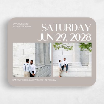 Beige Rounded Wedding Save the Date - Millsboro Multiphoto