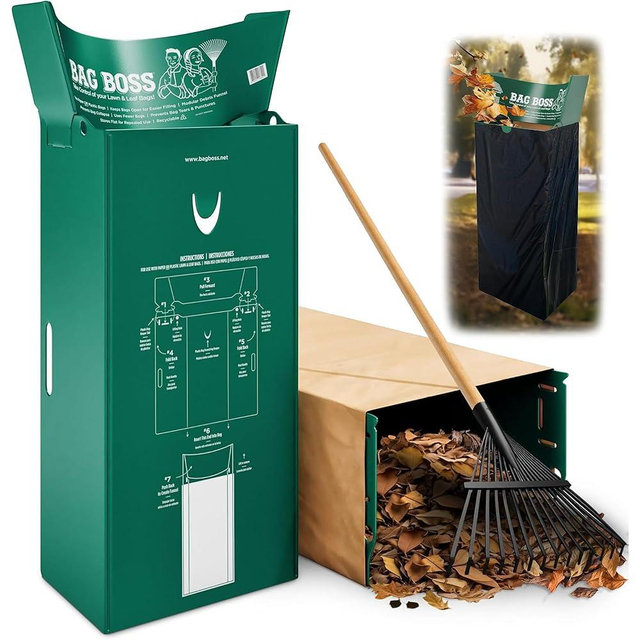Lawn & Leaf Bag Holder, Leaf Scoop & Chute, Foldable Yard Trash Bag Stand, Heavy Duty – Fits 30 Gallon Paper and 33–55 Gallon Plastic, Lawn & Yard Clean Up, Gardening, Camping, Parties