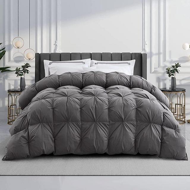 WENERSI Waterfowl Feather Down Fiber Comforter King,All Seasons Duvet Insert,1200 Thread Count 100% Egyptian Cotton Fabric,Ultra-Soft&Down Proof,750 Fill Power King Size Comforter(White,106x90inches)