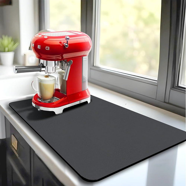 STRABELLA Dish Drying Mat Super Absorbent – 24" x 16" Coffee Mat for Countertops – Non-Slip Drying Mat for Kitchen Counter – Easy to Clean Water Absorbent Mat – Large Dish Drying Mats (Dark Gray)