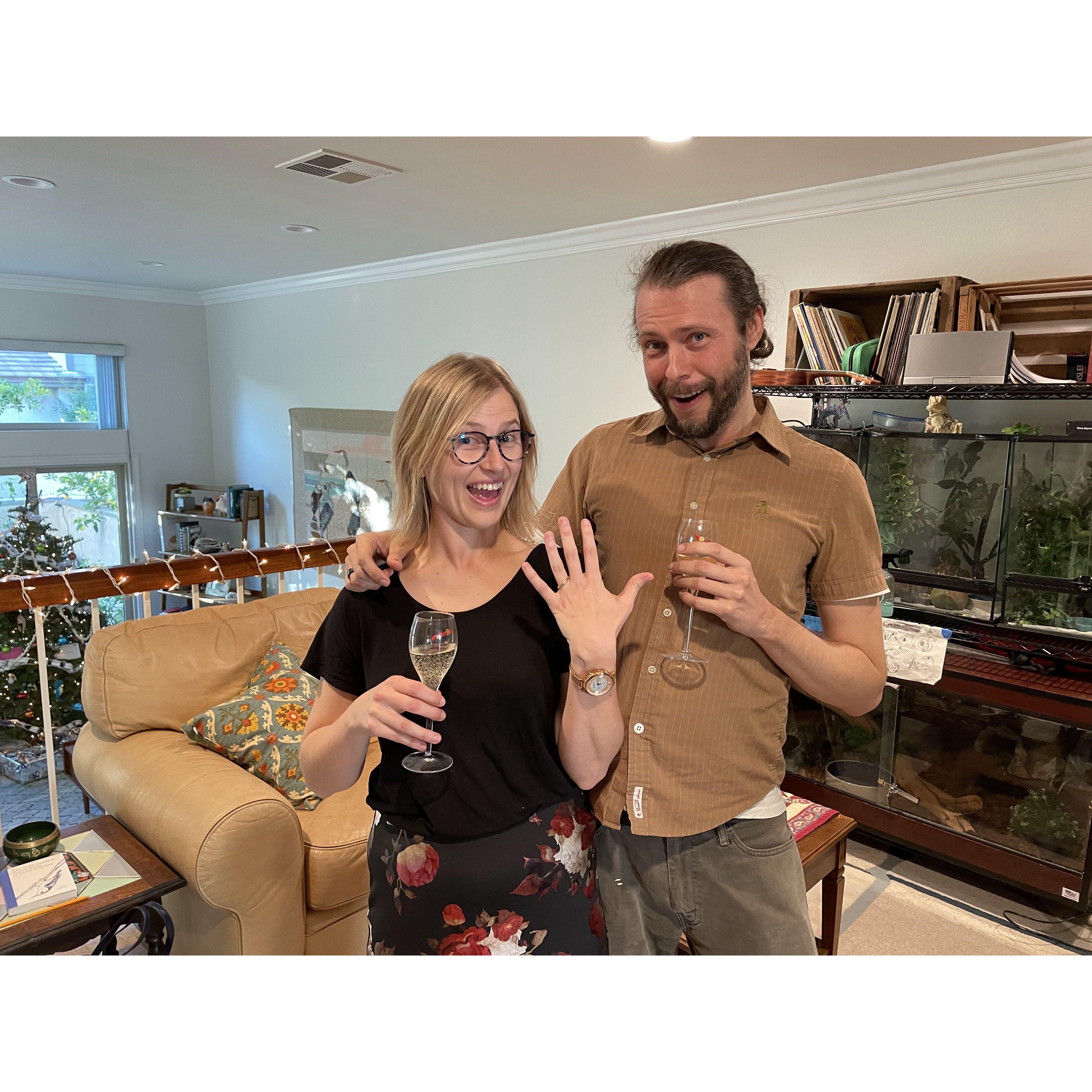 We got engaged on Christmas Day - Jeremy put the ring in Amy's stocking and it was perfect.