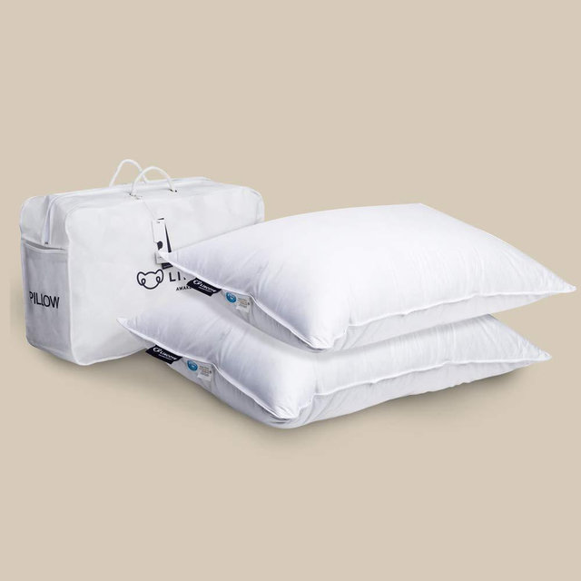 Lincove Cloud Natural Canadian White Down Luxury Sleeping Pillow - 625 Fill Power, 500 Thread Count Cotton Shell, Made in Canada (King - Medium, Set of 2)