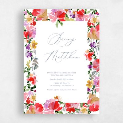 Red Floral Wedding Invitation - Springboro Portrait