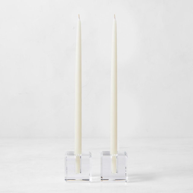 Crystal Tiny Taper Holders, Set of 2, Clear