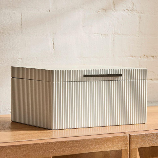 Modern Fluted Jewelry Box White Petite 5"