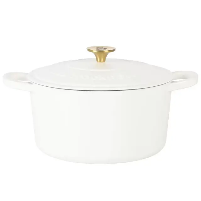 Crockpot Artisan 5 Quart Round Enameled Cast Iron Dutch Oven with Lid in Linen
