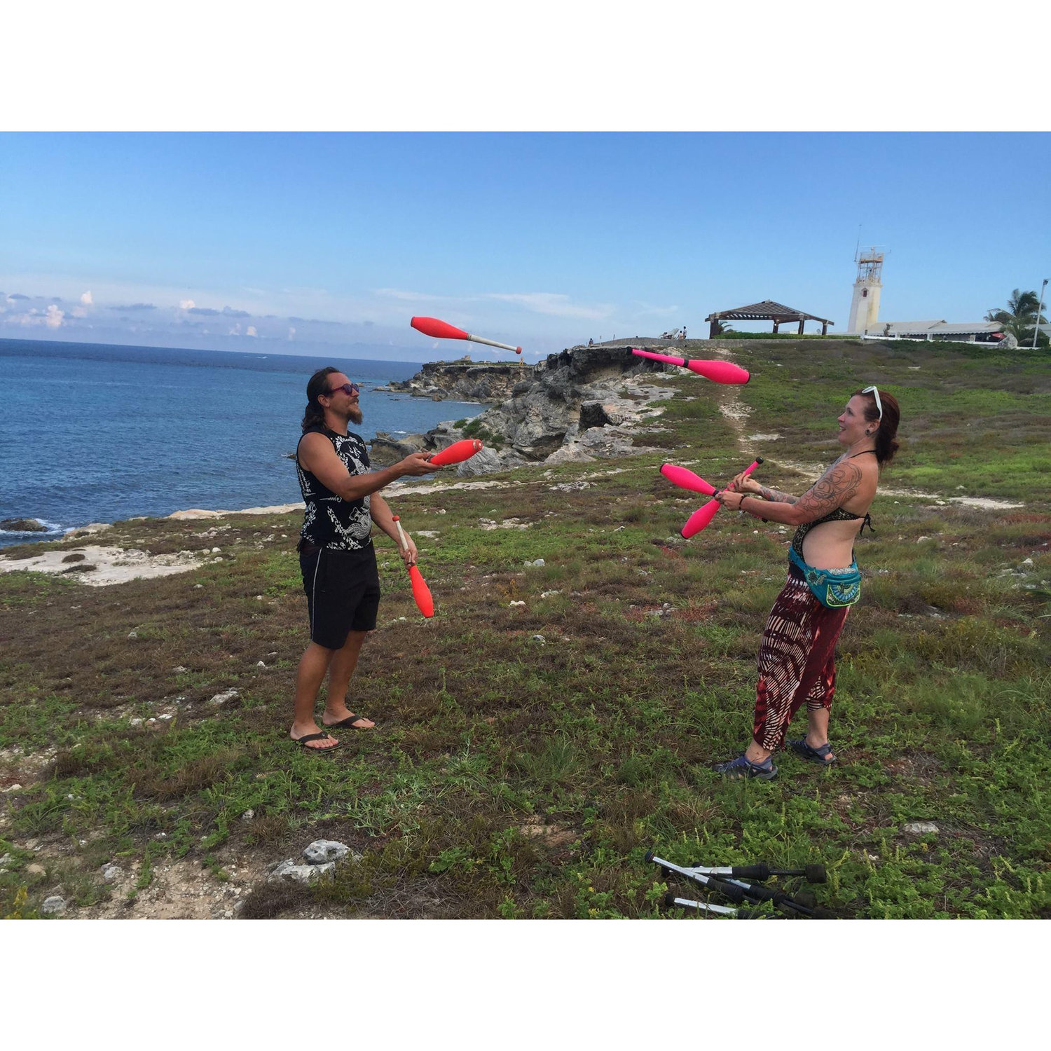Juggling at the eastern most point of the Americas in Isla Mujeres, Mexico