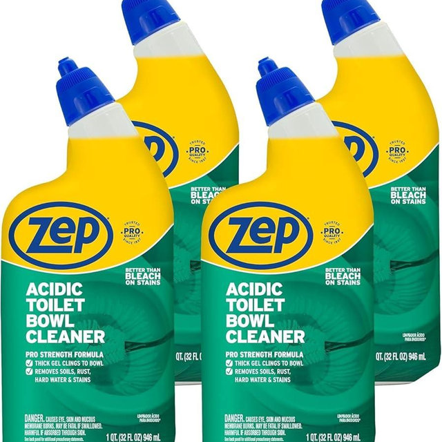 Zep Acidic Toilet Bowl Cleaner - 32 oz (Case of 4) - ZUATBC324 - Experience the Ultimate Cleaning Power with Our 2x Thicker Clinging Formula, Designed to Deliver a Professional-Quality Clean